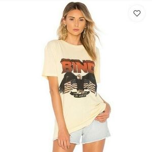 Anine Bing Eagle Flag Tee In Cream Size XS